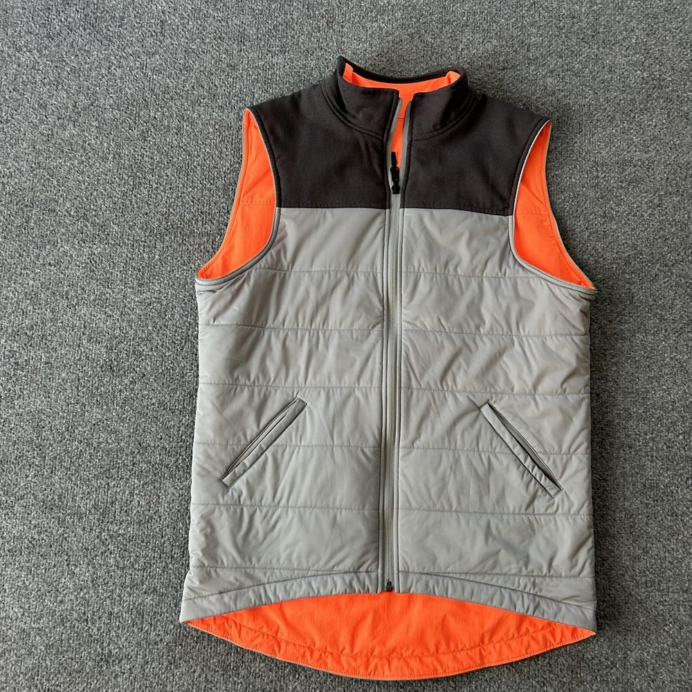Specialized Vest Mens Medium Gray Orange Reversible Cycling Full Zip Windbreaker